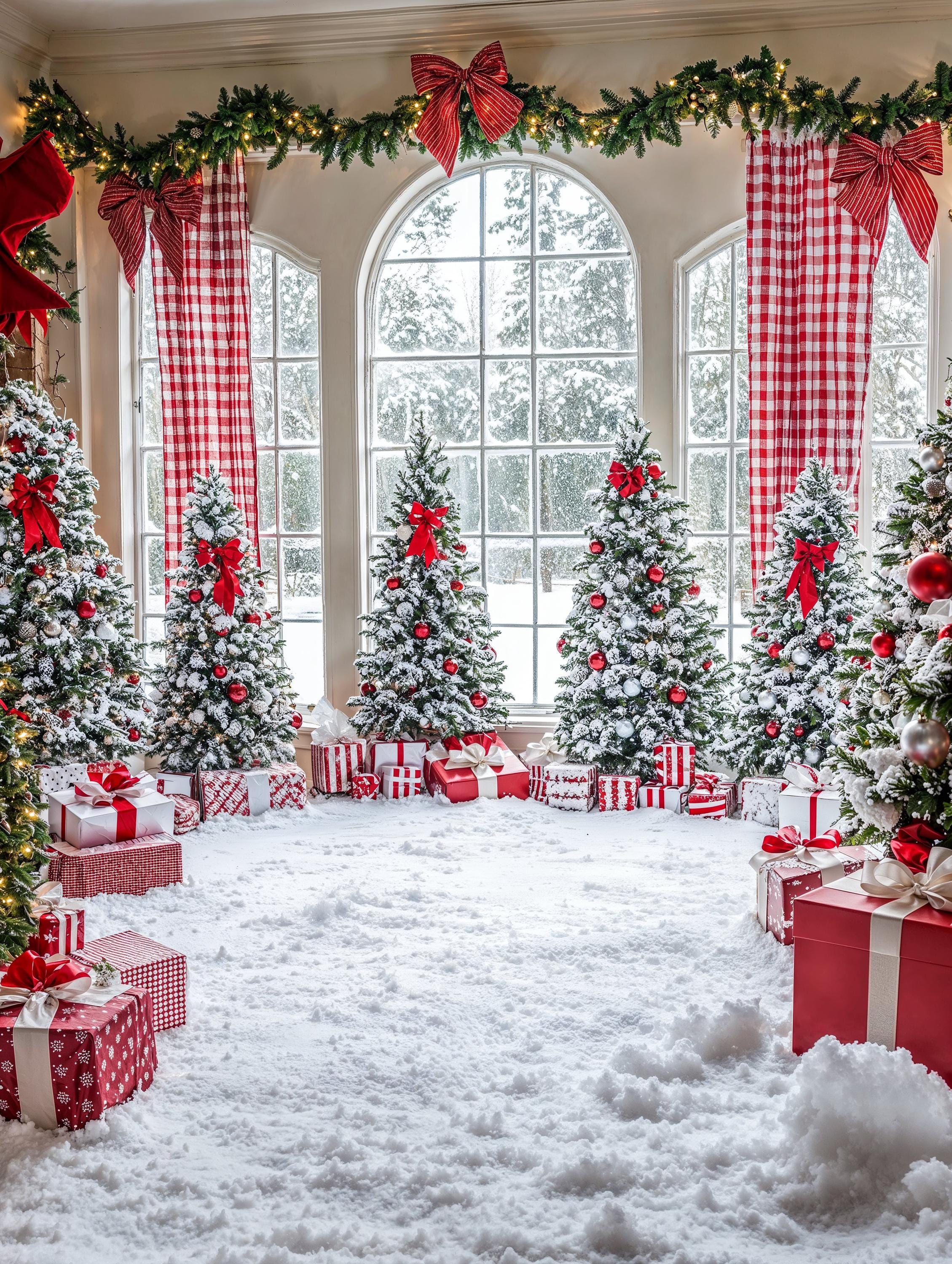 Winter Wonderland Backdrop | Snowy Photo Backdrop | Christmas Tree Party | Romantic Winter Backdrop | Holiday Photo Booth Digital Download