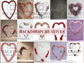 Floral Heart Love Frame Digital Backdrop Set | Valentine's Day, Maternity, Baby Shower
