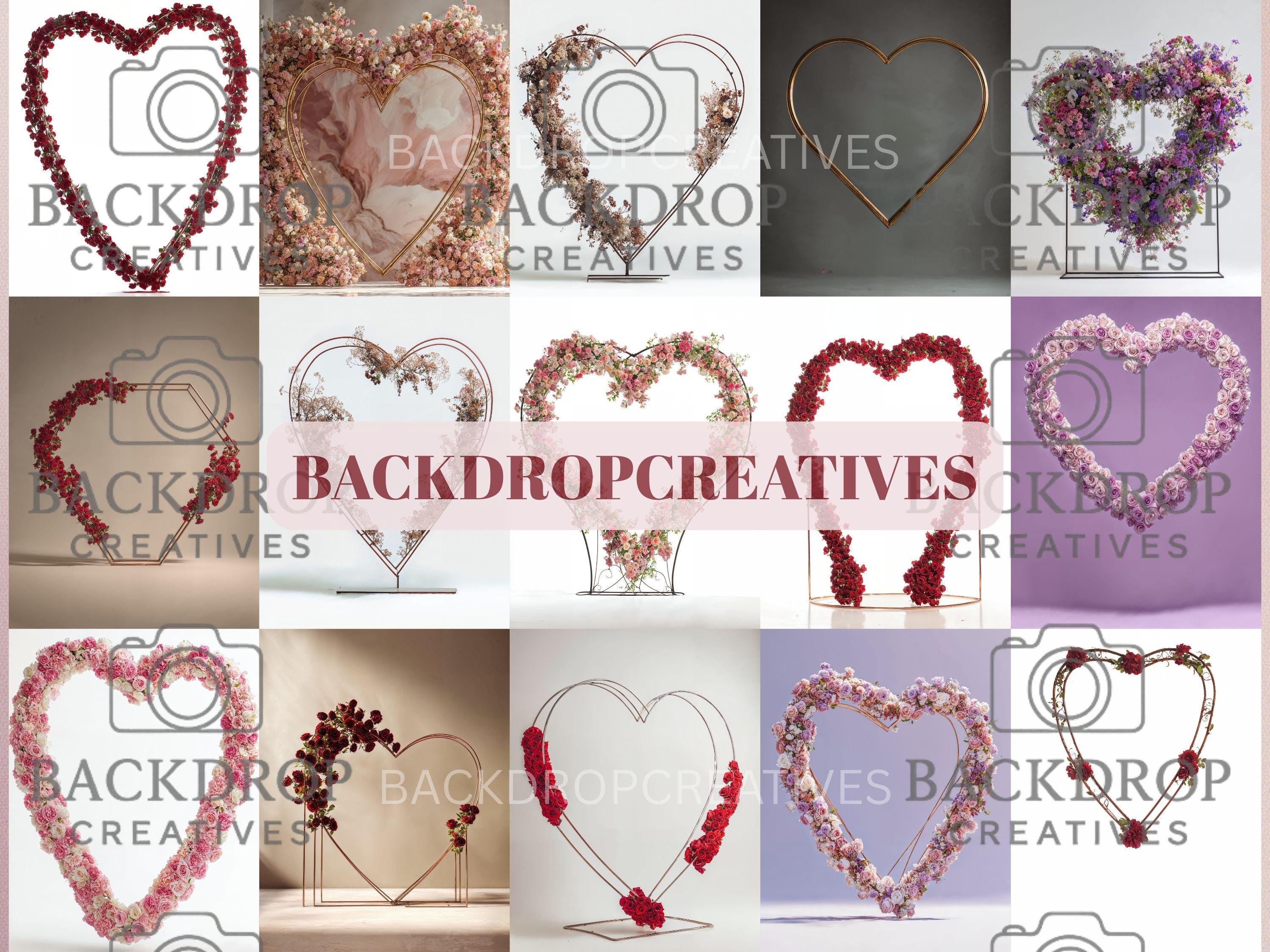 Floral Heart Love Frame Digital Backdrop Set | Valentine's Day, Maternity, Baby Shower (Digital Download)