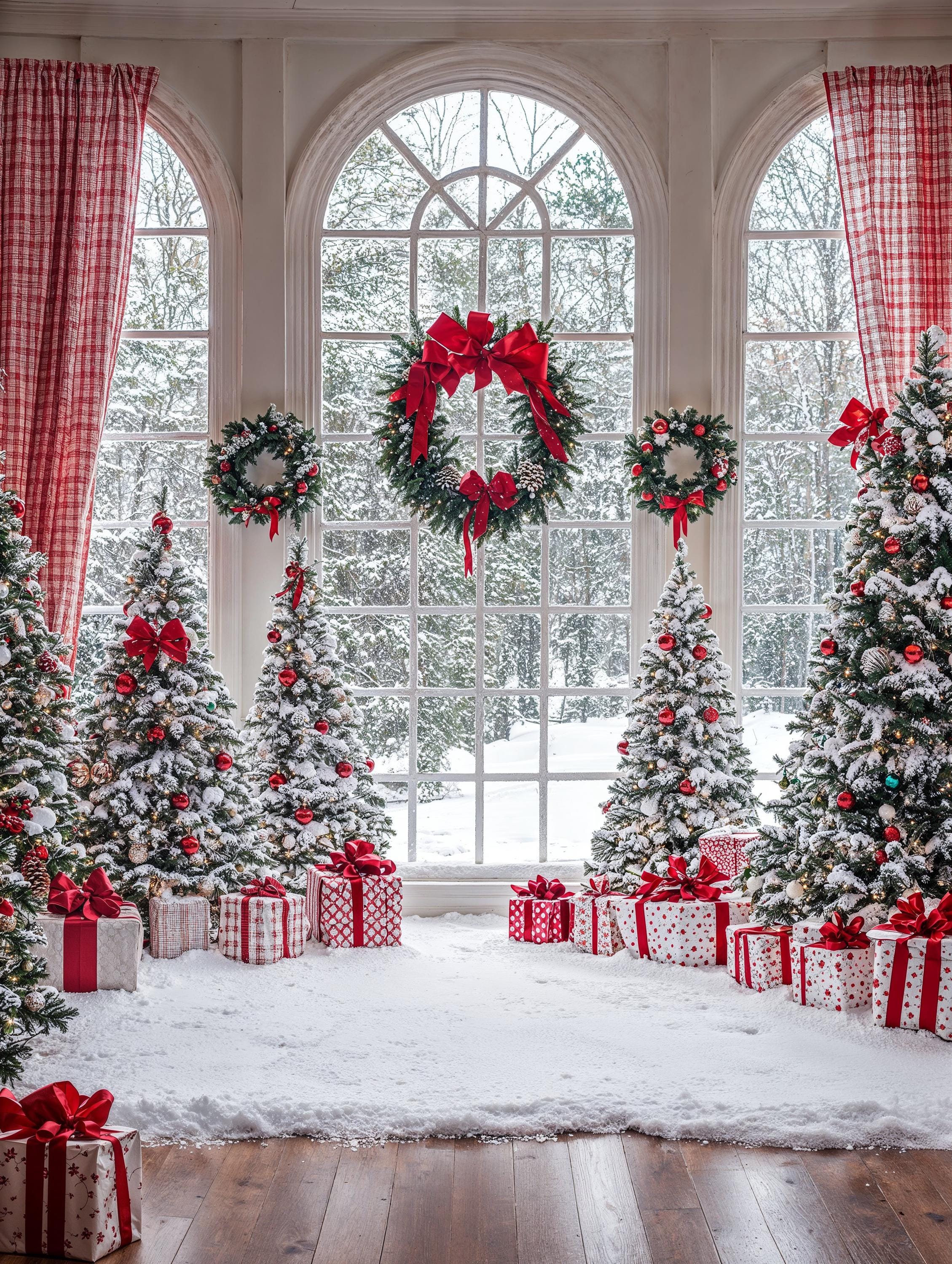 Winter Wonderland Backdrop | Snowy Photo Backdrop | Christmas Tree Party | Romantic Winter Backdrop | Holiday Photo Booth Digital Download