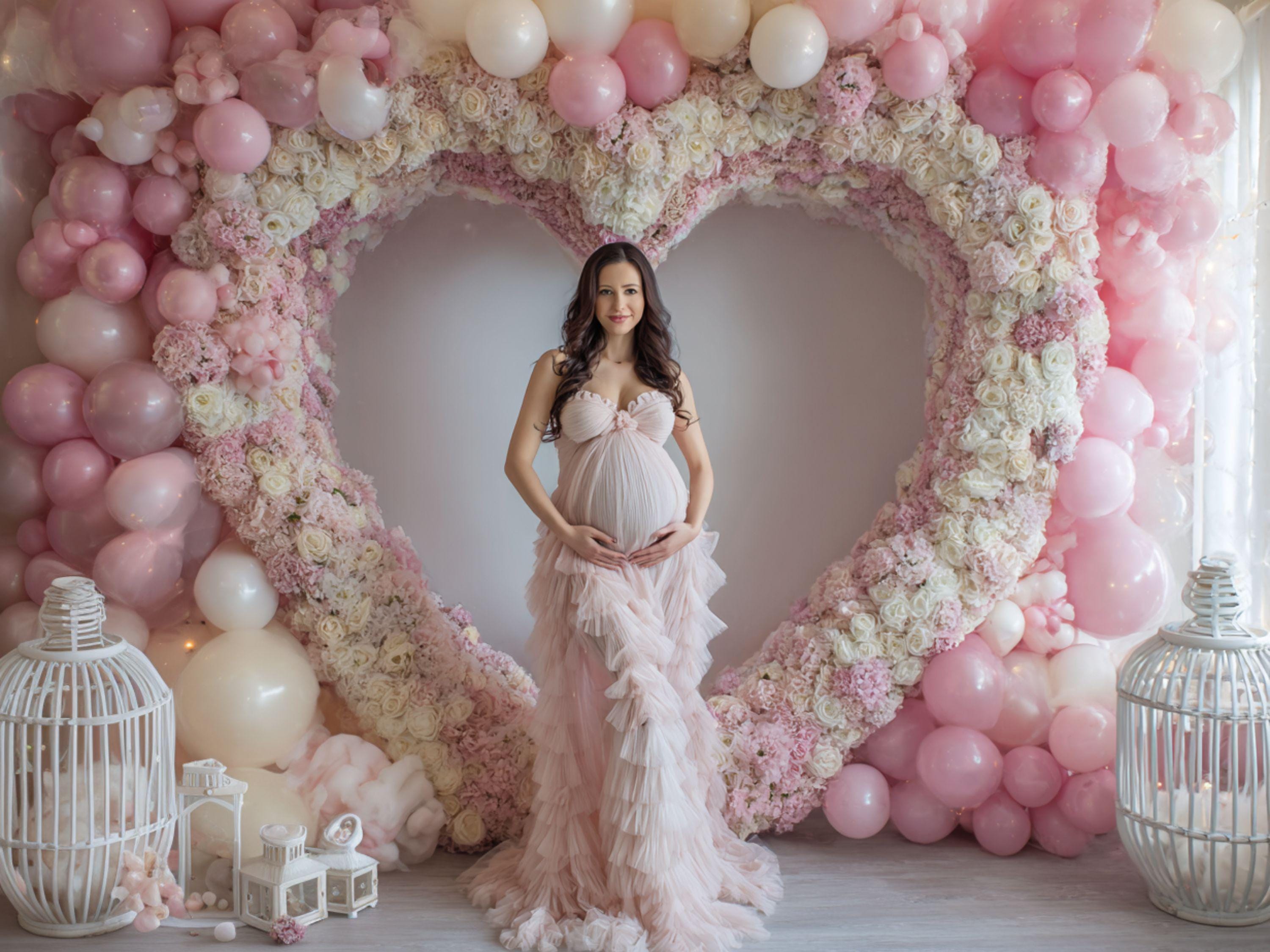 Valentine Heart Frame Arch Digital Backdrop Set | Valentine's Day, Maternity, Baby Shower