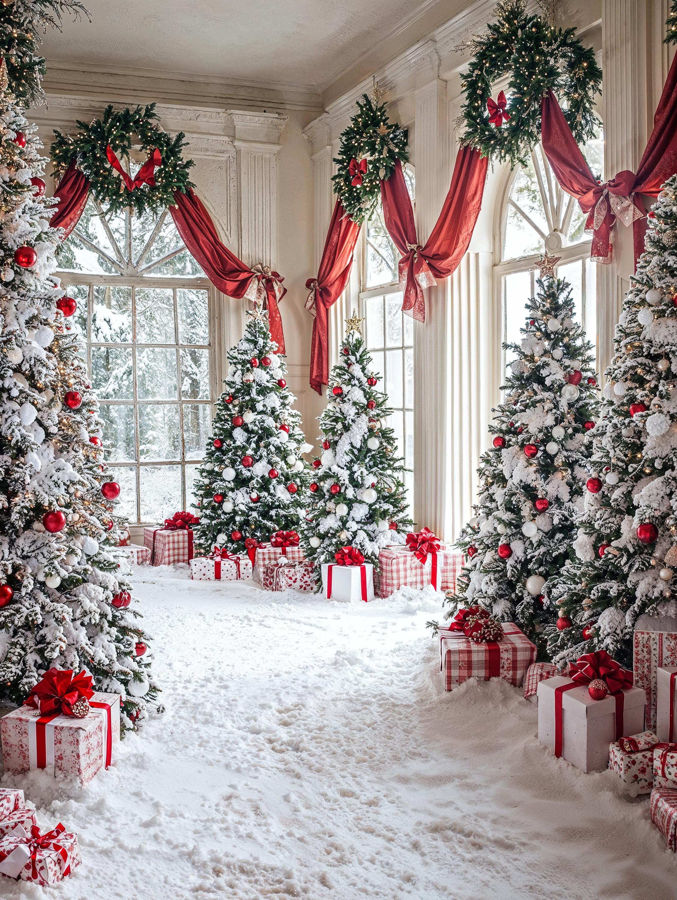 Winter Wonderland Backdrop | Snowy Photo Backdrop | Christmas Tree Party | Romantic Winter Backdrop | Holiday Photo Booth Digital Download