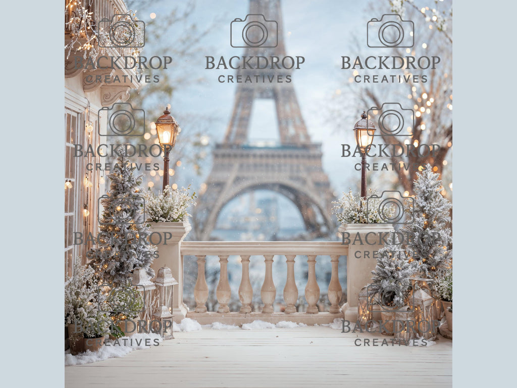 16 Paris Winter Digital Backdrops, Maternity Backdrops, Holiday Background, Studio Overlays, Eiffel Tower