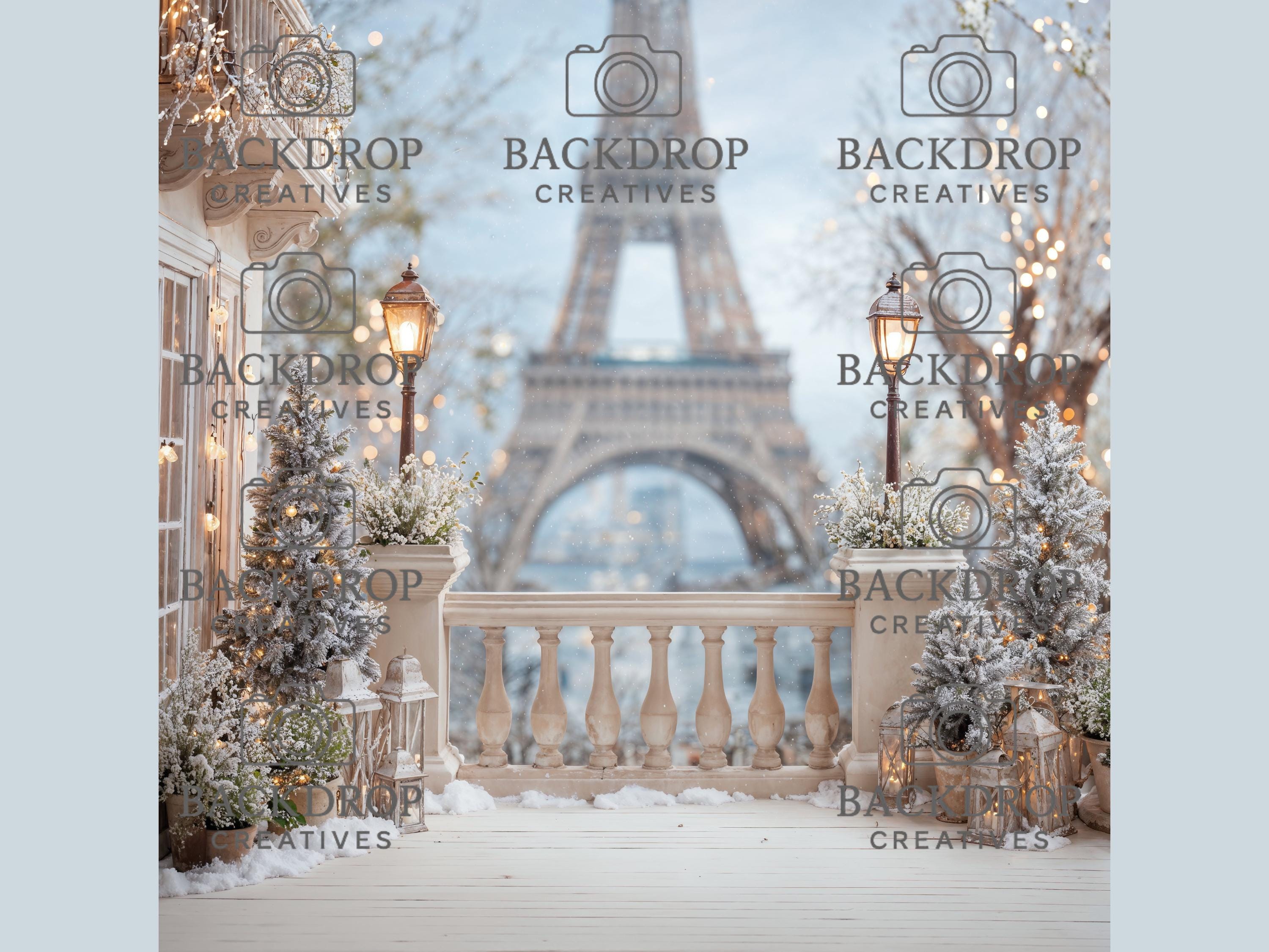 16 Paris Winter Digital Backdrops, Maternity Backdrops, Holiday Background, Studio Overlays, Eiffel Tower