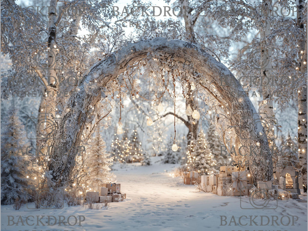 Realistic Snowy Winter Forest Set Digital Backdrops, Photoshop Background Bundle, Christmas Photo, Studio Overlays