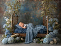 Iron Baby Blue Flower Bed 8 Digital Backdrop, Newborn Background, Baby Backdrop, Newborn Backdrops