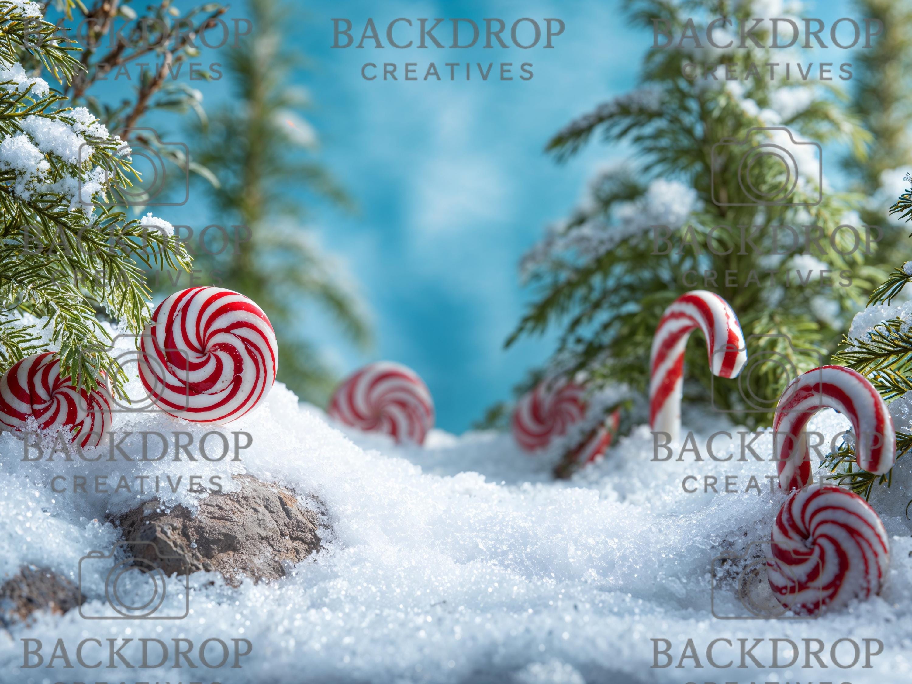 Christmas Candycane Digital Backdrop