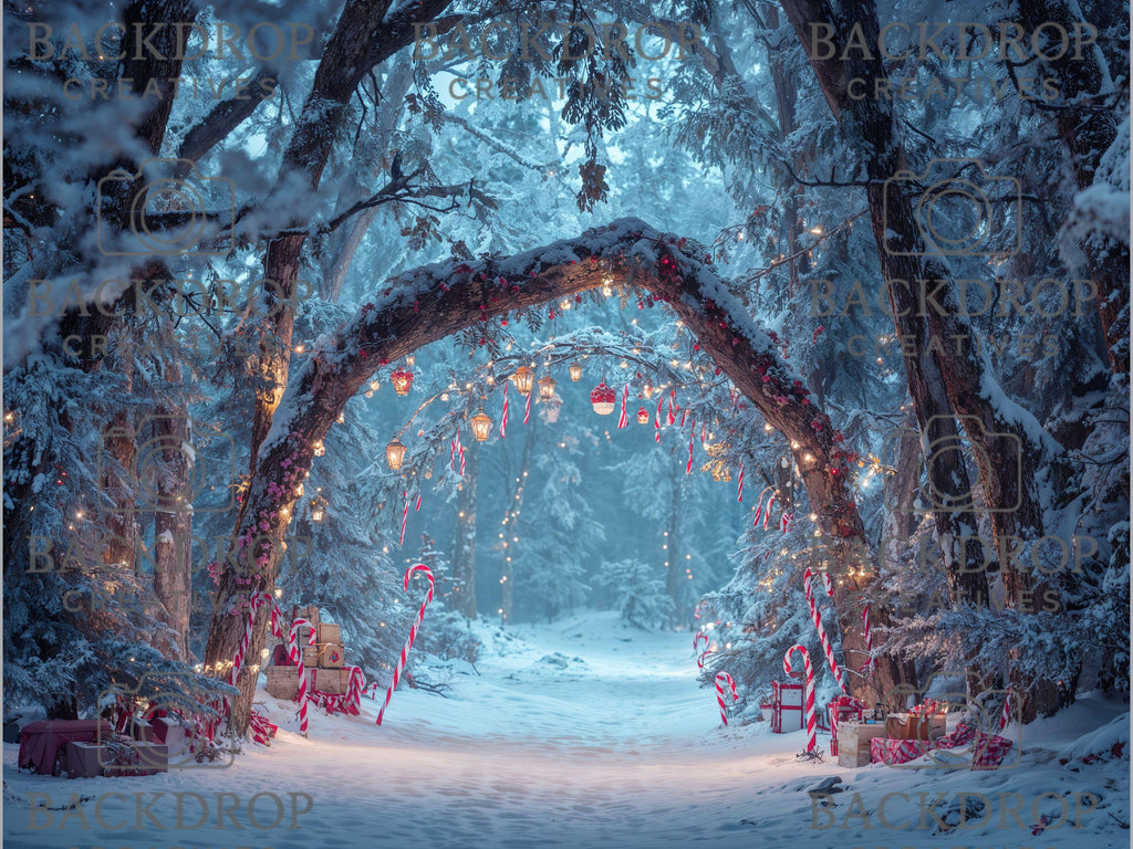 Realistic Snowy Winter Forest Set Digital Backdrops, Photoshop Background Bundle, Christmas Photo, Studio Overlays