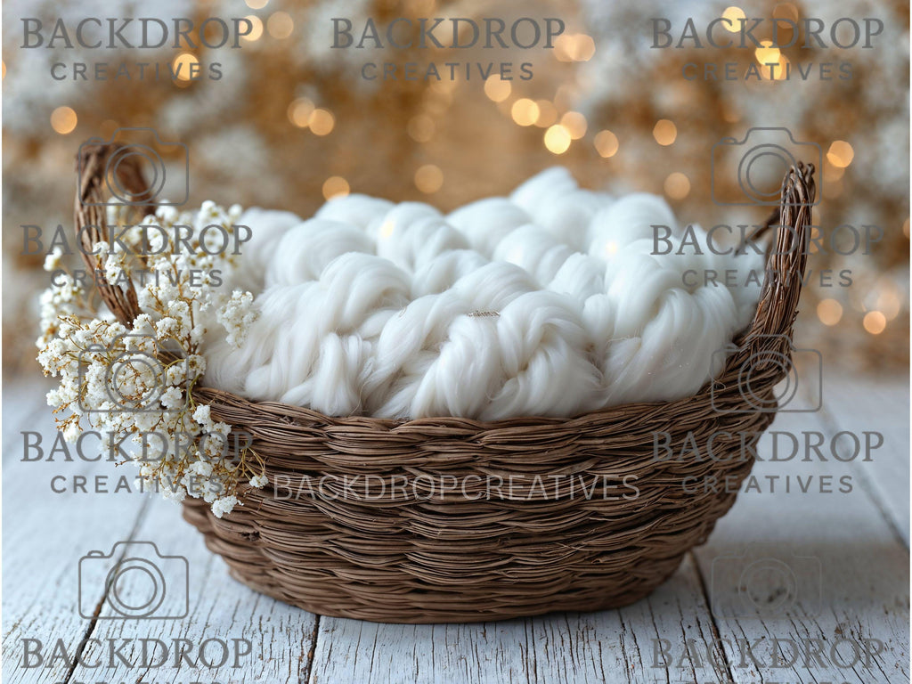 Boho Baby Basket Flower Digital Backdrop, Newborn Overlay Props, Newborn Backdrops, Photoshop Overlays, Floral Backgrounds