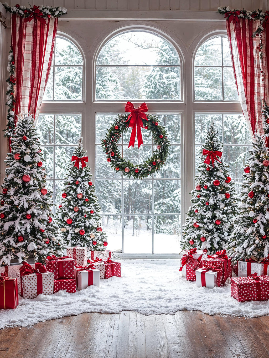 Winter Wonderland Backdrop | Snowy Photo Backdrop | Christmas Tree Party | Romantic Winter Backdrop | Holiday Photo Booth Digital Download