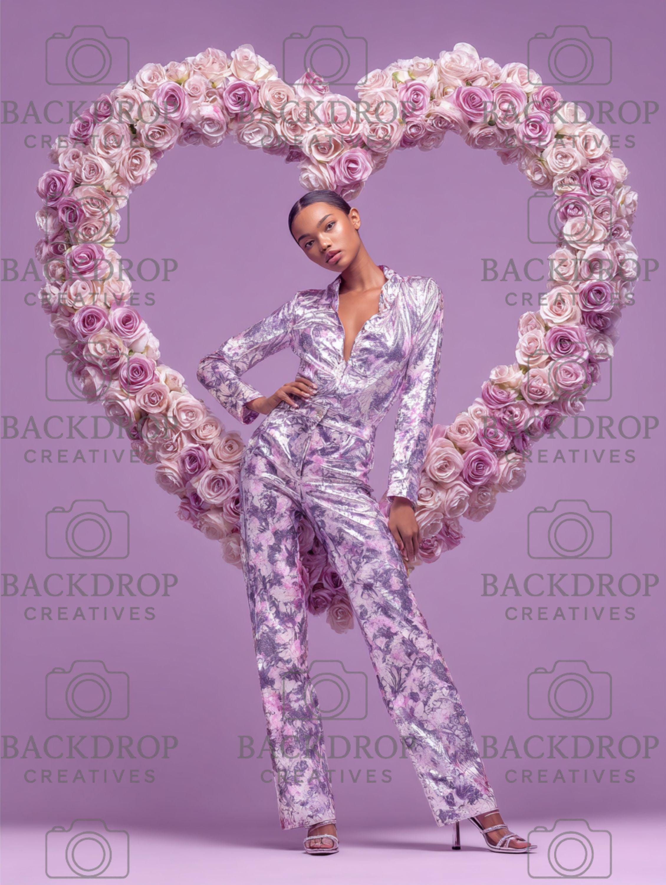 Floral Heart Love Frame Digital Backdrop Set | Valentine's Day, Maternity, Baby Shower (Digital Download)