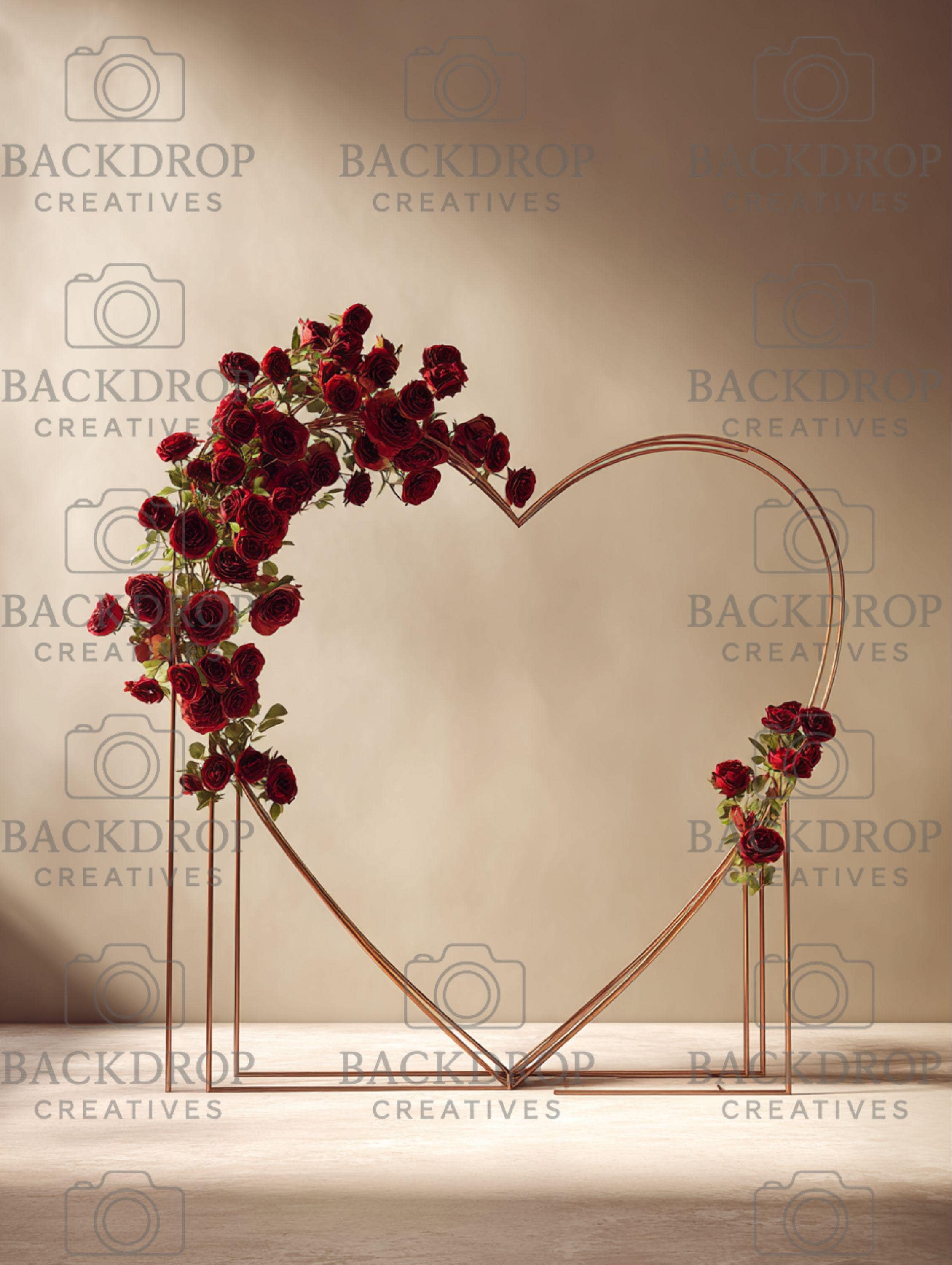Floral Heart Love Frame Digital Backdrop Set | Valentine's Day, Maternity, Baby Shower