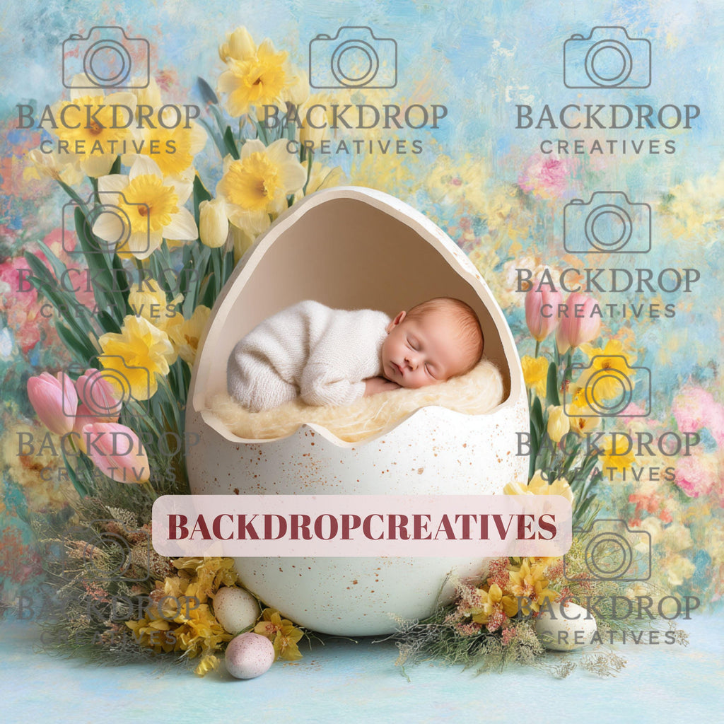 Baby Easter Spring Egg Digital Backdrop, Newborn Overlay Props, Newborn Backdrops, Photoshop Overlays, Floral Backgrounds