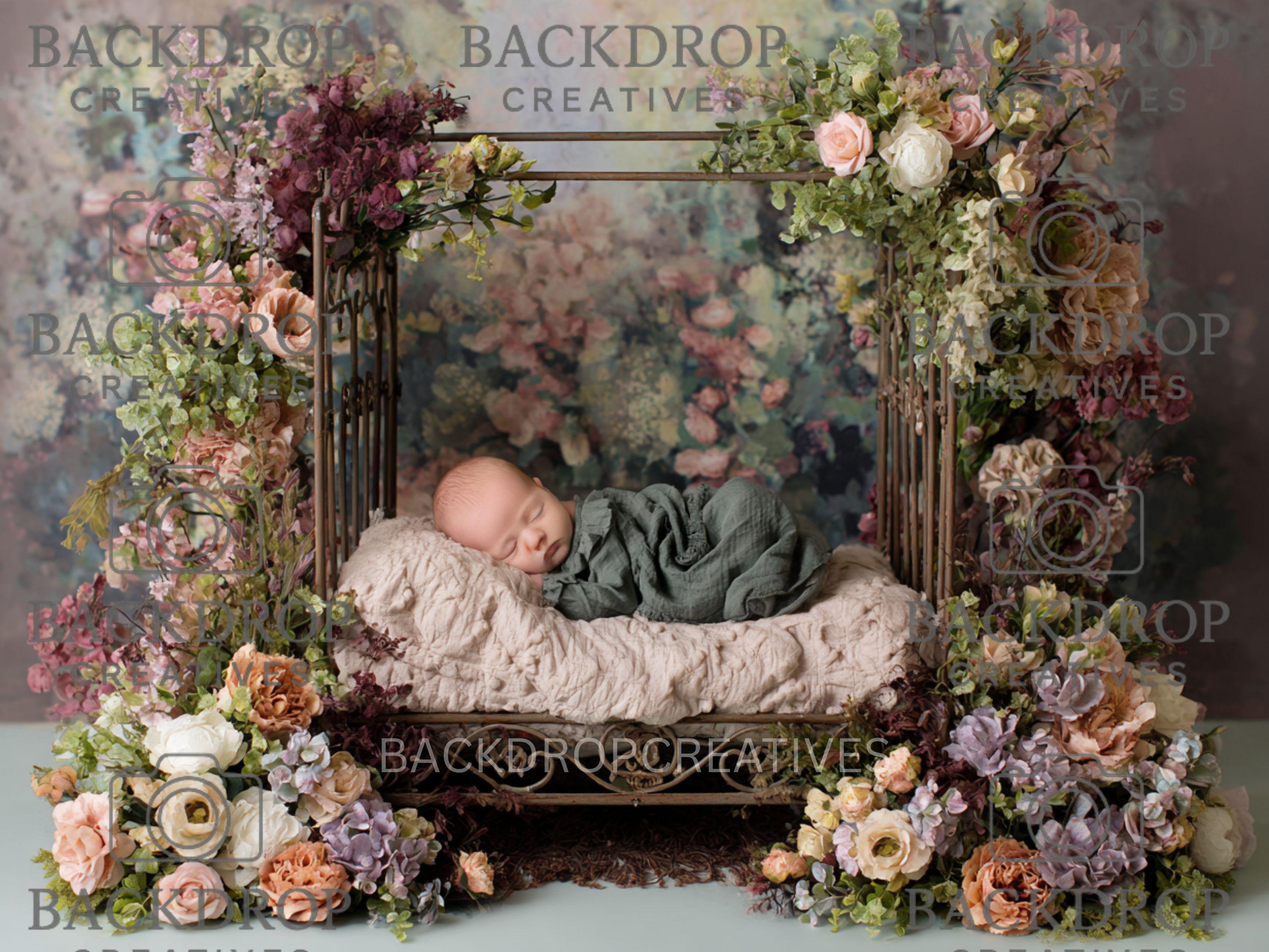 Iron Baby Flower Bed 7 Digital Backdrop, Newborn Background, Baby Backdrop, Newborn Backdrops, Photoshop Background