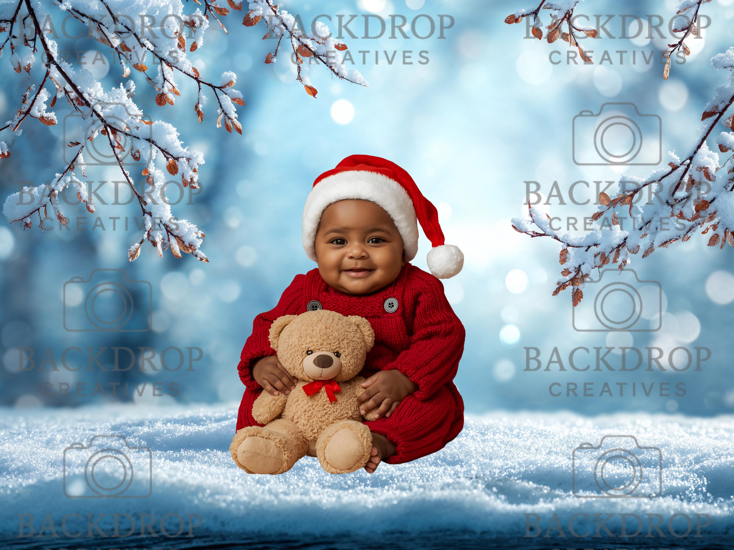 Winter Snowy Baby Backdrop