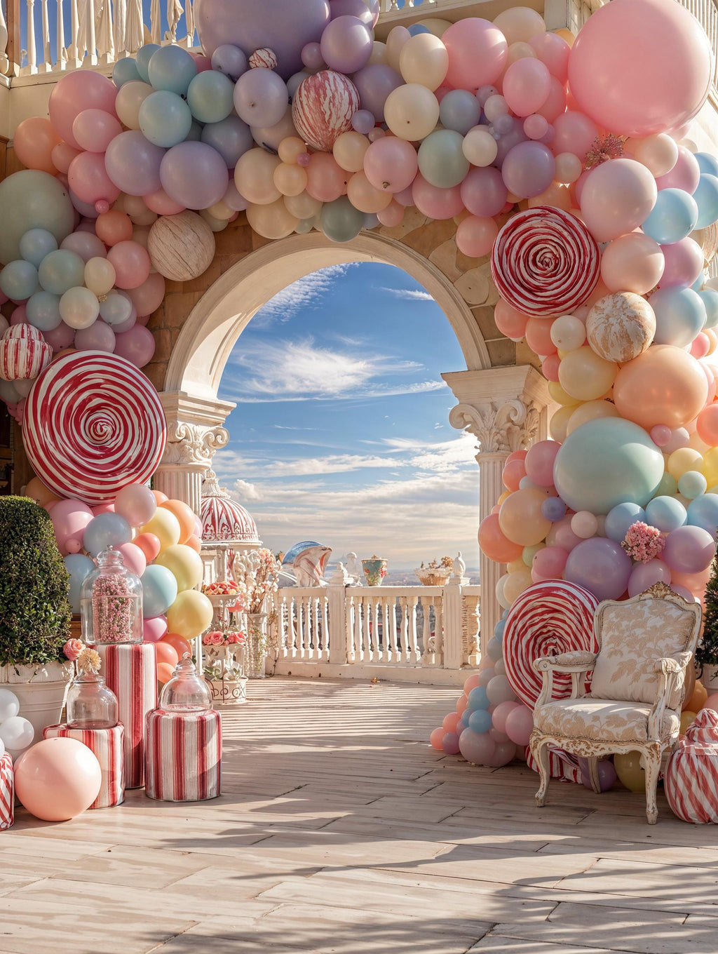 10 Kids Birthday Balloon Backdrops, Children Party Rainbow Balloon Arch Photography (Digital Download)