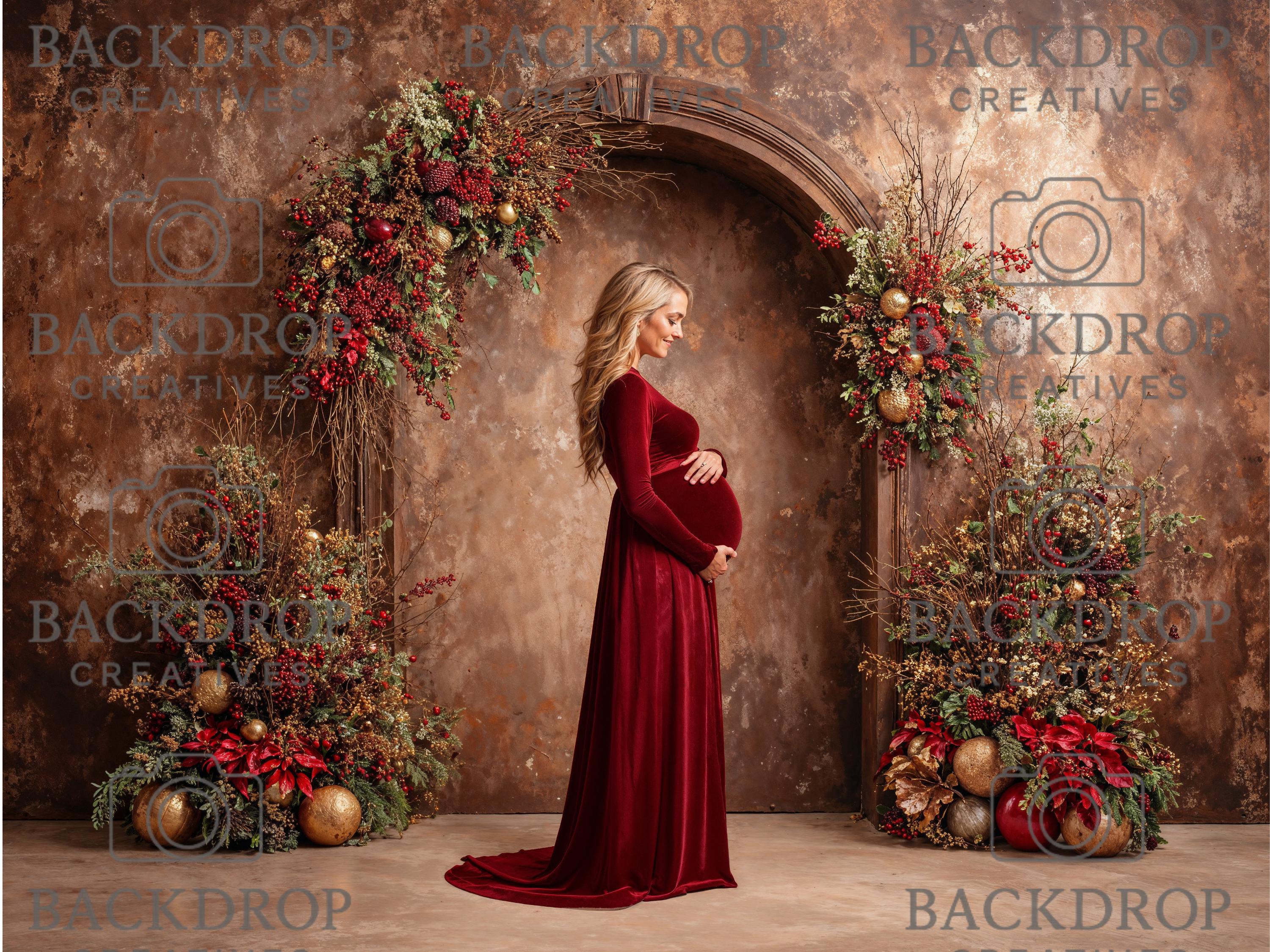 Boho Christmas Set Digital Backdrops, Maternity Backdrops, Flower Arch, Studio Overlays, Fine Art Textures